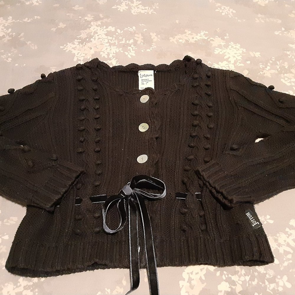 Gorgeous little girl cotton blend knit cardigan size 6 - navy blue